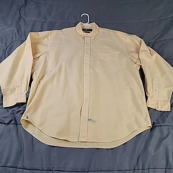 Ralph Lauren The Big Oxford Longsleeve Button-Up Shirt Blue Logo Mens Large Flaw - Picture 1 of 12